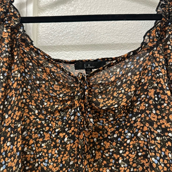 Lulu's Black and Orange Blouse - Picture 3 of 5